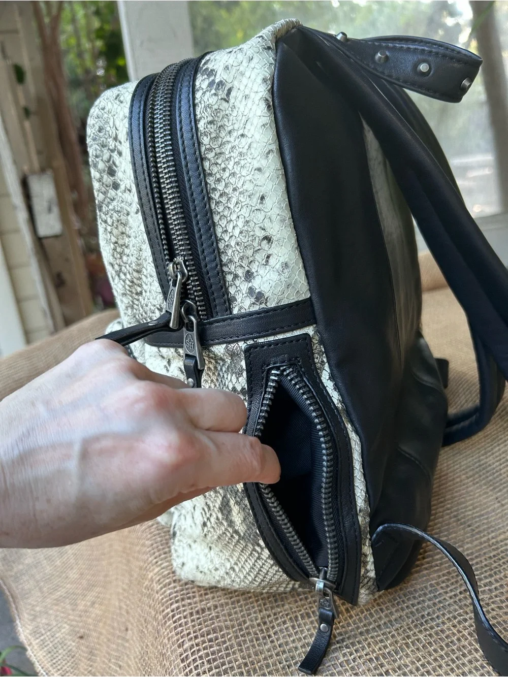 Ash leather backpack